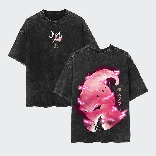 Dragon Ball Majin Buu Anime Oversize Washed T-Shirt- Unisex
