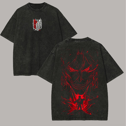 Attack On Titan Printed Unisex Washed T-Shirt