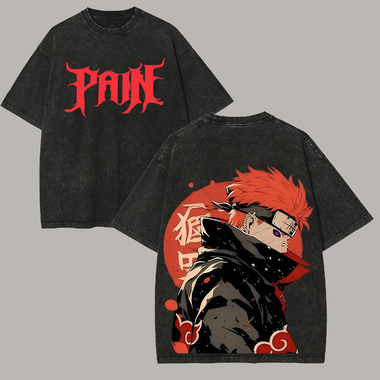 Naruto Pain Printed Unisex Washed T-Shirt