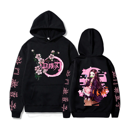 Demon Slayer Kamado Nezuko Printed Washed   Hoodie- Unisex