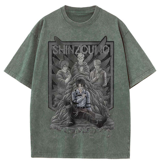 Survey Corps Printed   Washed T-Shirt- Unisex