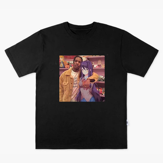 A$AP Rocky and Retro Anime Girl Printed Men's T-shirt