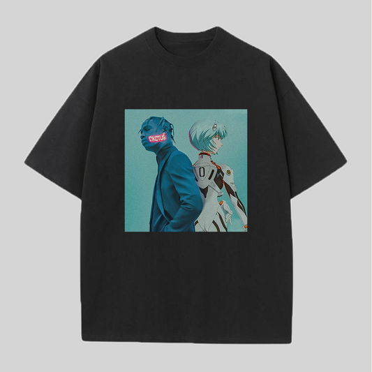Travis Scott And Rei Ayanami Printed Oversized Unisex T-shirts