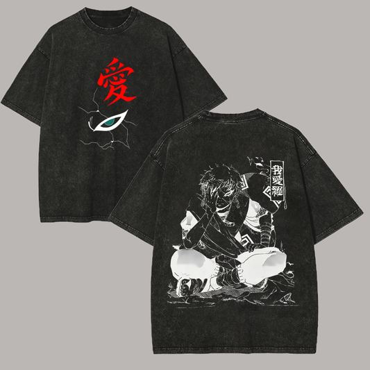 Naruto Gaara Printed Unisex Washed T-Shirt