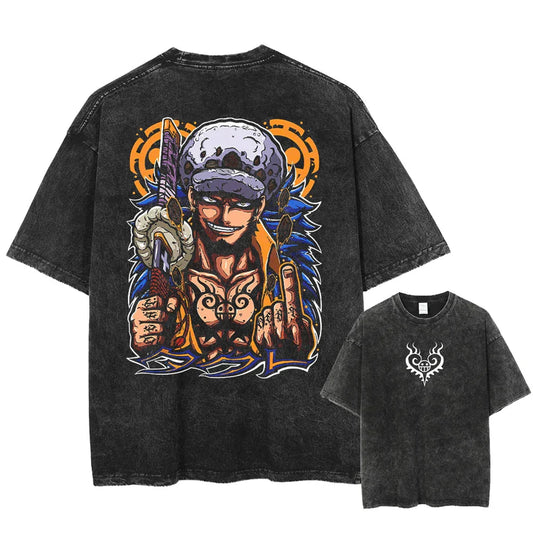 One Piece Trafalgar Law Oversize Washed T-Shirt- Unisex