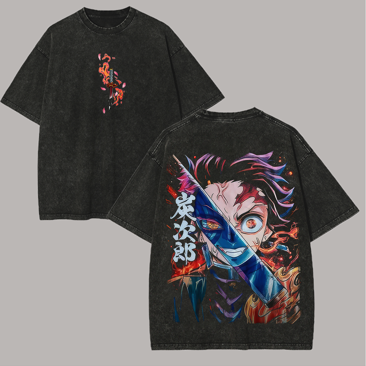 Demon Slayer Tanjiro Kamado Printed Unisex Washed T-Shirt