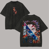 Demon Slayer Tanjiro Kamado Printed Unisex Washed T-Shirt