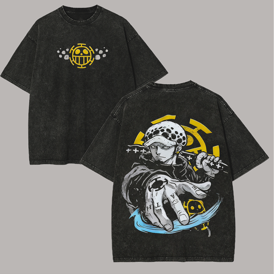 One Piece Trafalgar Law Printed Unisex Washed T-Shirt
