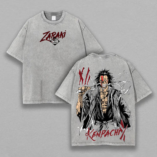Bleach Kenpachi Zaraki Printed Unisex Washed T-Shirt