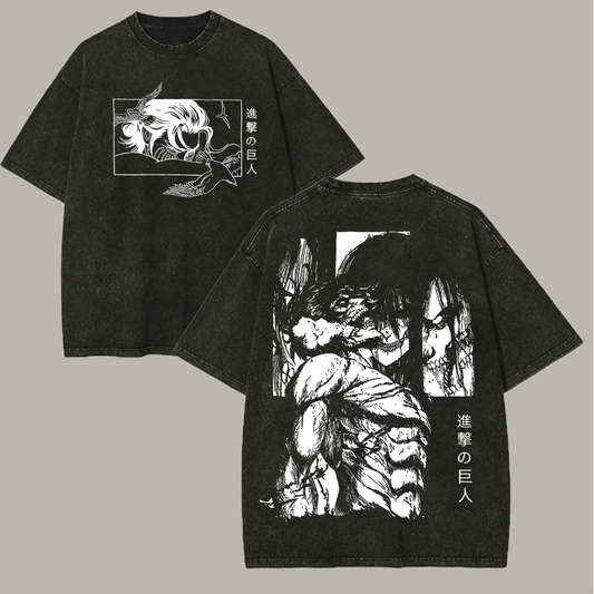 Attack on Titan Printed Unisex Washed T-Shirt