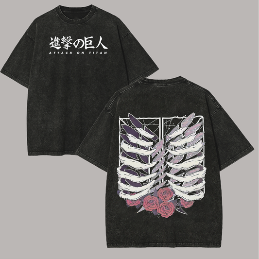 Attack on Titan Printed Unisex Washed T-Shirt