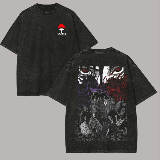Uchiha Naruto Printed Unisex Washed T-Shirt