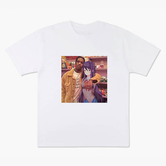 A$AP Rocky and Retro Anime Girl Printed Men's T-shirt