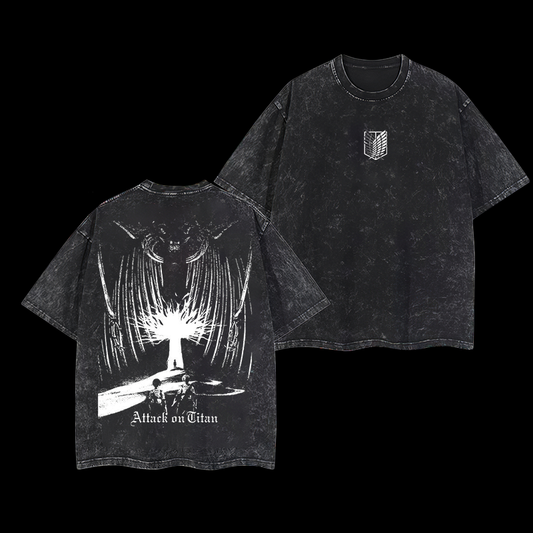 Attack on Titan   Printed Men's Washed T-Shirt