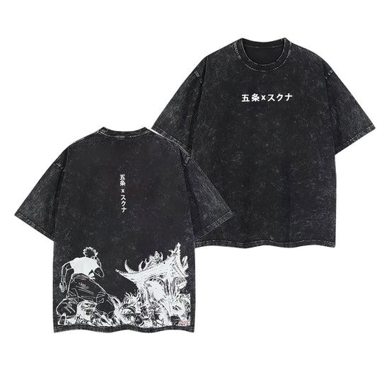 Jujutsu Kaisen Printed Oversize Washed T-Shirt- Unisex