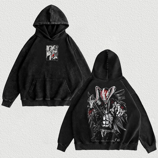 Bleach Ichigo Kurosaki Hollow Printed Unisex Washed Hoodie
