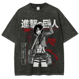 Attack On Titan Printed Oversize Washed T-Shirt- Unisex