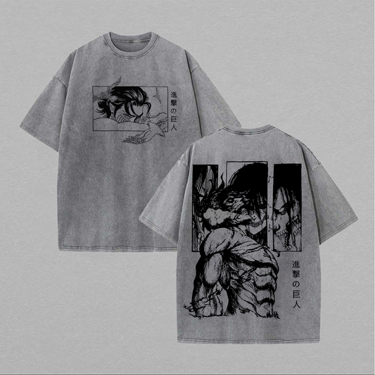 Attack on Titan Printed Unisex Washed T-Shirt