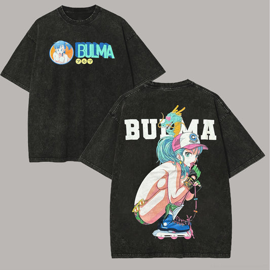 Dragon Ball Bulma Printed Unisex Washed T-Shirt