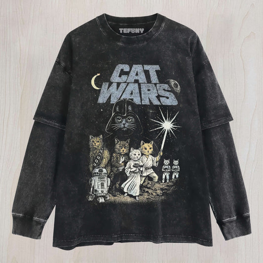 CAT WARS LAYERED LONG SLEEVE