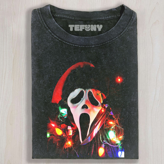 GHOSTFACE COVERED WITH CHRISTMAS LIGHTS TEE & SWEAT & HOOD