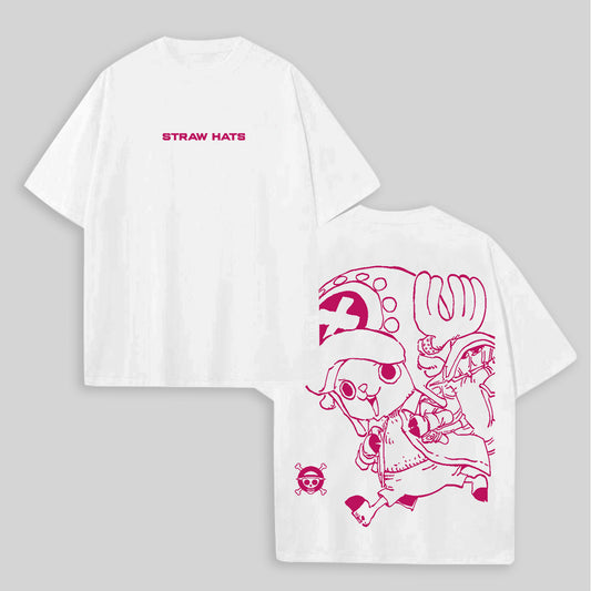 Straw Hats Printed Unisex Oversized T-shirts