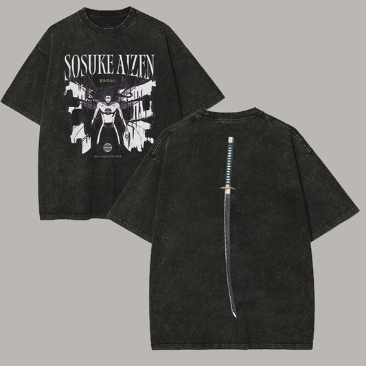 Bleach Sosuke Aizen Printed Unisex Washed T-Shirt