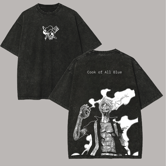 Cook Of All Blue Printed Unisex Washed T-Shirt