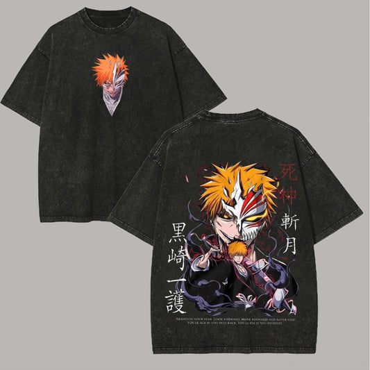 Bleach Kurosaki Ichigo Printed Unisex Washed T-Shirt