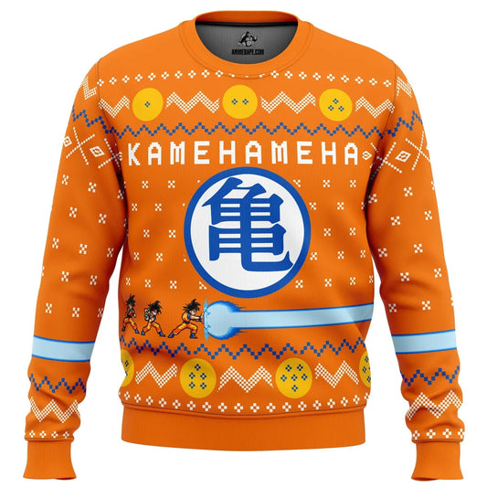 Dragon Ball Z Kamehameha Print Ugly Christmas Sweatshirt