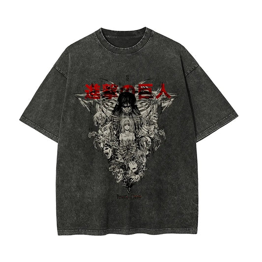 Attack on Titan Eren Oversize Washed T-Shirt- Unisex