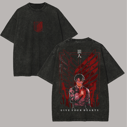 Attack on Titan Levi Ackerman Printed Unisex Washed T-Shirt