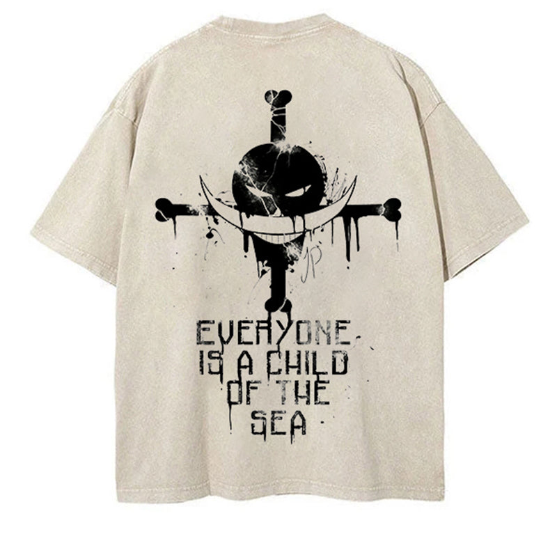 Everyone Is A Child Of The Sea Printed   Washed T-Shirt- Unisex