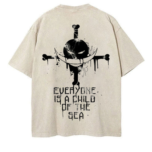 Everyone Is A Child Of The Sea Printed   Washed T-Shirt- Unisex